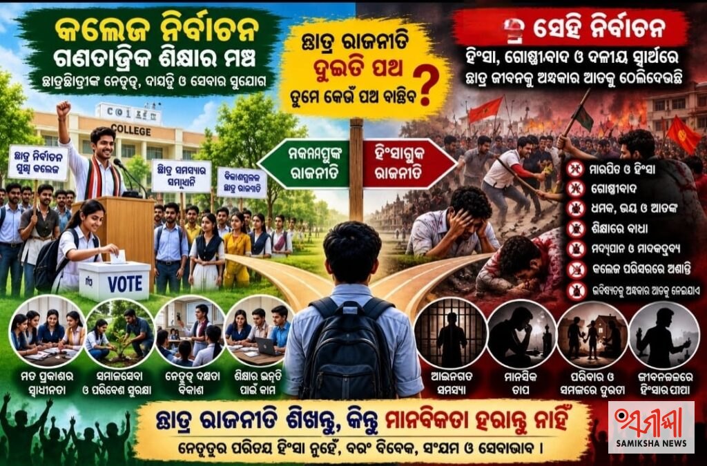 କଲେଜ ନିର୍ବାଚନ: ଗଣତାନ୍ତ୍ରିକ ଚେତନାର ମଞ୍ଚ ନା ଯୁବପିଢ଼ିଙ୍କୁ ହିଂସା ଆଡ଼କୁ ଠେଲିଦେବାର ମାଧ୍ୟମ – ସମୀକ୍ଷା ଖବର